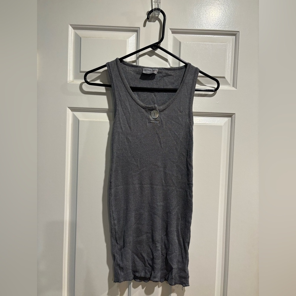 Michael Stars ribbed tank top shimmery gray one size S M L